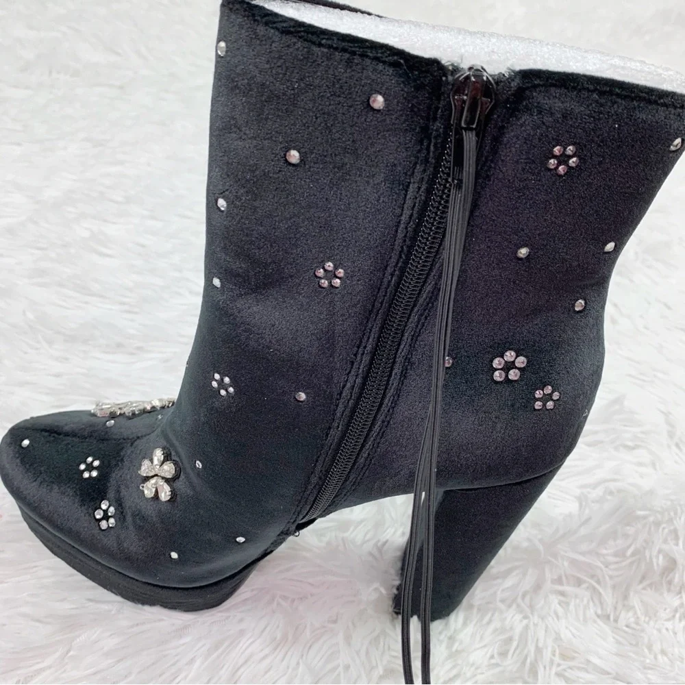 Express Rhinestone Embellished Platform Heeled‎ Ankle Boots